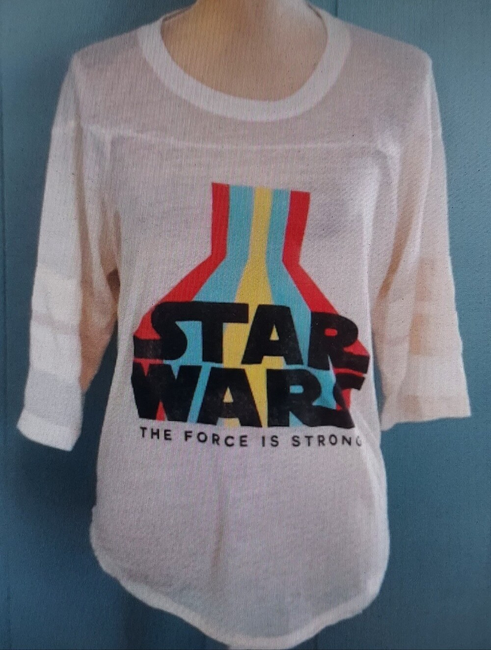 Star Wars Cream Lightweight Burnout Tee Sz Lg The Force Is Strong Graphic
